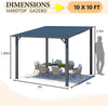 3x3m Aluminium Lean-to Gazebo, Wall-Mounted Iron Hardtop Roof Pergola