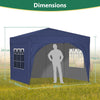 Pop Up Gazebo 3X3M Awning Canopy Party Tent Marquee 4 Sides Garden Outdoor Blue
