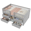 3ft Single Wooden Bed with Storage Drawers Children's Toddler Mid Sleeper, Grey
