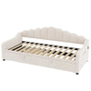 Daybed with Trundle Under Bed Guest 3ft Beige Upholstered Bed for Kids, Adults