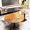 Set of 2 Round Vintage Wooden & Glass Nesting Side Coffee Tables Hallway Bedroom