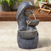 Solar Water Feature Indoor Outdoor Polyresin Garden Fountain w/ LED Lights Decor