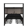 Single Bed Frame with LED Lights, 4 Drawers, Charging Station Metal Platform Bed