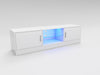 150cm White High Gloss TV Stand Cabinet TV Unit with LED Lights Storage Doors