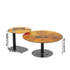 Set of 2 Round Vintage Wooden & Glass Nesting Side Coffee Tables Hallway Bedroom