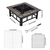 Outdoor Fire Pit Bowl with Grill Grate Multifunction Camping Heater & BBQ Grill