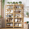 6Tier Bamboo Shelf Open Wood Bookshelf Adjustable Display Storage Rack Organizer