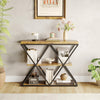 3-Tier Console Table with X-Shaped Metal Frame,Narrow Sofa Table with Shelves