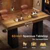 63-Inch Farmhouse Bar Table, Wood Counter Height Table for Kitchen Pub,Brown