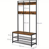 Large Rustic Coat Rack With Seat Entryway Shoe Rack Hall Tree Shoe Bench Shelves
