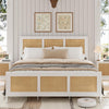 Double Metal Bed Frame Strong with Rattan Headboard & Under Bed Storage