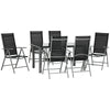 7 Piece Garden Dining Set, Outdoor Table and 6 Chair, Aluminium, Black