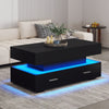 LED Coffee Table With Lift Top and Storage Drawers Living Room Furniture Black
