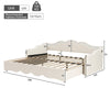 Daybed with Trundle Under Bed 3ft Single Upholstered Sofa Bed, 90x190 cm, Beige