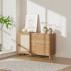 Buffet Storage Cabinet Rattan Door Cupboard Living Room Wooden Shelves Sideboard