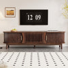 TV Stand Cabinet with Solid Wood Sliding Doors, Storage Media Console TV Unit