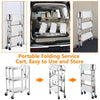 3 Tier Stainless Steel Utility Cart 300LB Foldable Rolling Kitchen Trolley Heavy