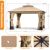 Outdoor Patio Gazebo Pavilion Canopy Double Roof w/LED Light & Bluetooth Speaker