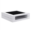 Cyndy High Gloss Coffee Table In White With Black Glass Top