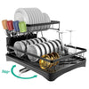 2 Tier Dish Drainer Rack Cutlery Holder Plate Rack with Drip Tray Oldjufxesxfgzd