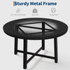 120cm Black Round Dining Table for 4-6 Wood Circle Dinner Table