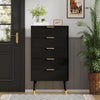Black Fluted 5 Drawer Dresser Bedroom Nightstand Cabinet Wood Chest of Drawers