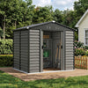 Grey Wood Grain Metal Garden Shed 8x7ft Outdoor Storage House with Foundation