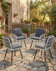 4 pcs Patio Garden Dining Chair with Cushion Metal Frame Rattan Wicker Armchair