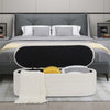 45.5" White Teddy Velvet Long Storage Bench Ottoman Upholstered End of Bed Stool
