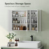 Wall Mounted Bathroom Mirror Cabinet with 4 Adjustable Shelves, White