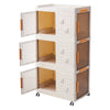 3Pcs Large Storage Boxes Foldable Plastic Stacking Clothes Baskets w Hook&Wheels