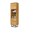 175cm Display Cabinet Oak | 2 Doors & Shelves | Metal Frame Tall Storage Unit