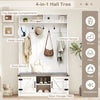 Farmhouse Entryway Bench with Shoe Storage & 7 Hooks