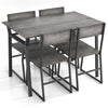Sturdy Metal Frame Dining Set for 4 with Storage Rack