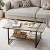 40''Coffee Table with Storage Shelf,Rustic Farmhouse Sofa Table for Small Spaces