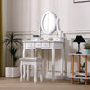 White Dressing Table Set with 5 Drawers Mirror and Stool Makeup Vanity Table