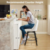 2PCS Swivel Bar Stools Counter Height Upholstered Kitchen Island Chairs w/ Backs