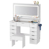 Mondeer Vanity Dressing Table with LED Lighted Mirror & 11 Drawers Makeup Desk