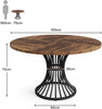 Round Dining Table for 4-6 Seater, Industrial Kitchen Table with Metal Base