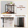 Table Dining Metal Coffee Bar with Glass Racks-Brown
