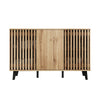 Sideboard Storage Cabinet with Hybrid Doors & Shelves, 150x40x95cm, Wood Grain