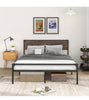 King Metal Bed Frame Industrial Platform Bed with Headboard & Footboard