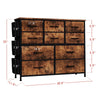Chest of Drawers with 10 Fabric Drawers Tall Storage Unit Metal Frame Wooden Top