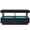Black High Gloss Coffee Table with RGB LED Lights & Storage, 100x60cm Tea Table