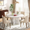 120cm Round Dining Table for 4,Farmhouse Circle Kitchen Table with Pedestal Base