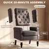 Retro Accent Chair Wingback Armchair with Wood Frame for Living Room Dark Grey
