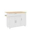Kitchen Island Rolling Storage Trolley w/ Drop Leaf, Drawer & Spice Racks, White