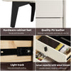 2 Drawers Bedside Table LED Light Wireless Charging Bedroom Furniture White UK