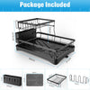 2 Tier Dish Drainer Rack Cutlery Holder Plate Rack with Drip Tray Oldjufxesxfgzd