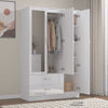 High Gloss Wooden 3 Door Wardrobe with Drawers and Mirror Bedroom Storage
